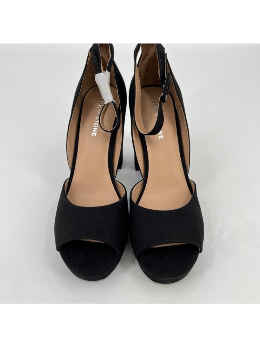 Sun + Stone Reemaa Platform Sandals Black Size 10M Fabric Block Heel Ankle Strap - Picture 5 of 16